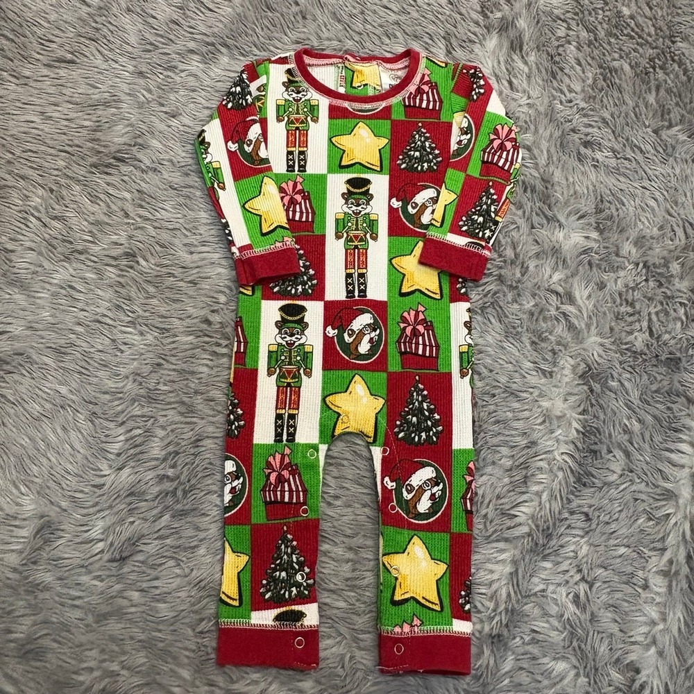Buc-ees Christmas One Piece Baby Romper With Bum Patch Infant 12 Months‎